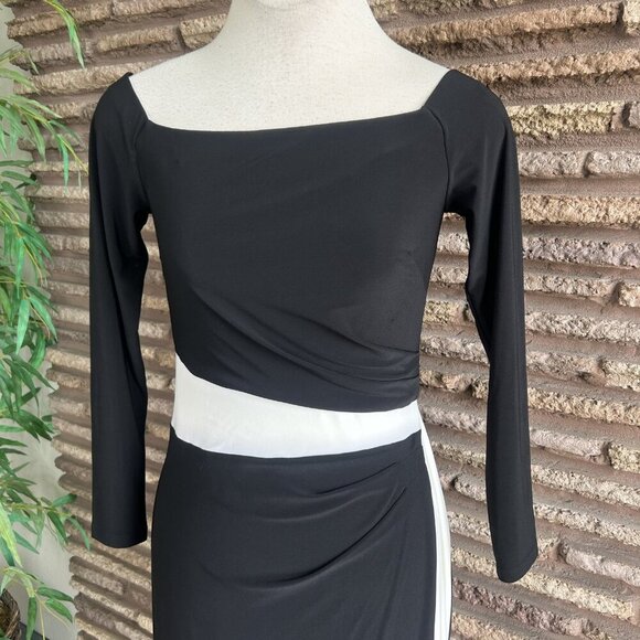 Lauren Ralph Lauren Formal Black Colorblock Off Shoulder Jersey Evening Dress - Picture 10 of 14